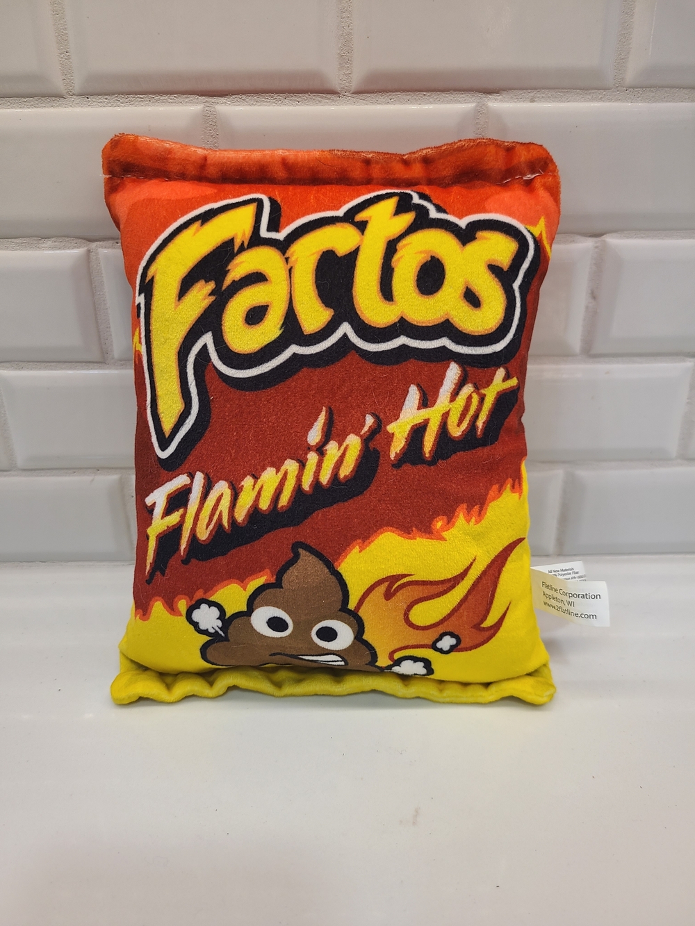 Fartos Flamin' Hot Plush Pillow - Orange & Yellow